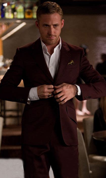 ryan gosling burgundy suit.